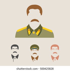 Collection of the vector portraits of Joseph Stalin. Soviet Union leader.