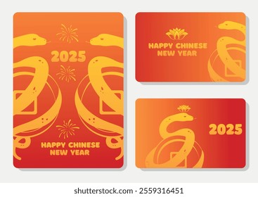 Collection of vector red envelopes with snake image. Symbol of Chinese New Year 2025. Symbol of prosperity and good luck.