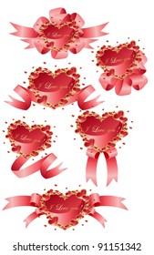 Collection of vector red hearts
