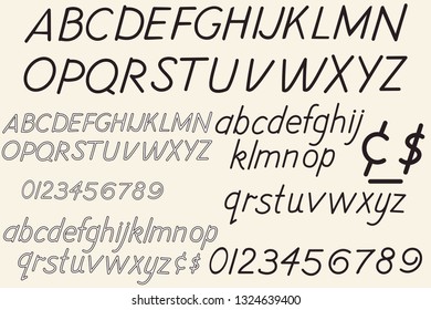 Collection of vector retro letters, font and alphabet