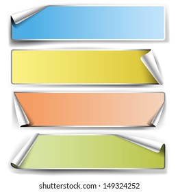 Collection of vector retro papers with rolled edges.