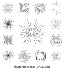 Collection of vector retro sun bursts. Vector illustration