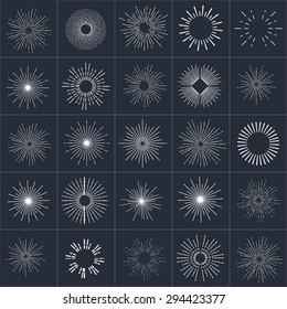 Collection of vector retro sun bursts. Vector illustration