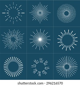 Collection of vector retro sun bursts. Vector illustration