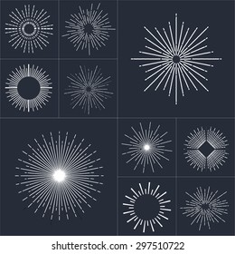 Collection of vector retro sun bursts. Vector illustration