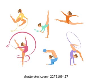 Collection of vector Rhythmic gymnastics girls