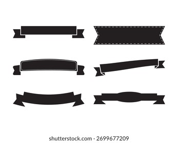 Collection of Vector Ribbon Banners in Black and White Graphic Design