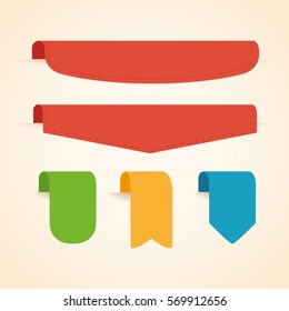 Collection of vector ribbons in pastel colors. Flag like shapes with place for your text.