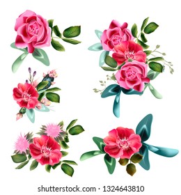 Collection of vector rose flowers for design