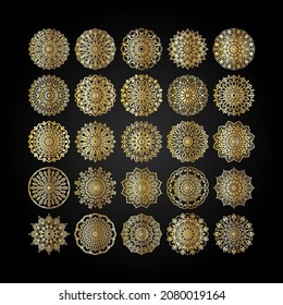 Collection Vector round abstract circle. Mandala style. EPS 10