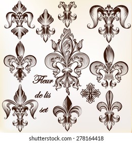 Collection of vector royal fleur de lis for design