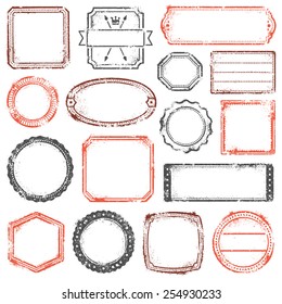 Collection of vector rubber stamps without text.
