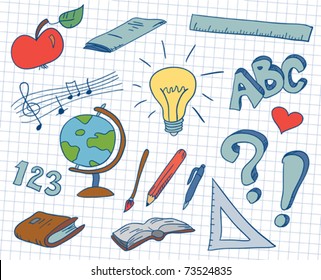 collection of vector school doodles