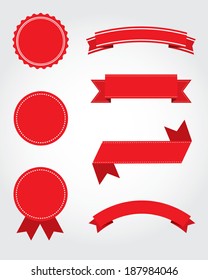 A collection of vector seal, banner and ribbon design elements