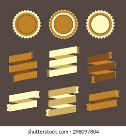Collection of vector seal, banner and ribbon design elements. 