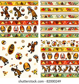 Collection of vector seamless background with african traditional patterns