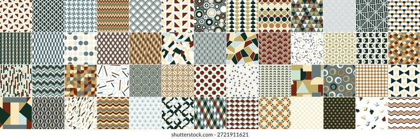 Colección de patrones geométricos coloridos de Vector sin costuras - diseño contemporáneo. Fondos de moda abstractos de moda, estampados textiles retro. Infinitas texturas creativas y con estilo