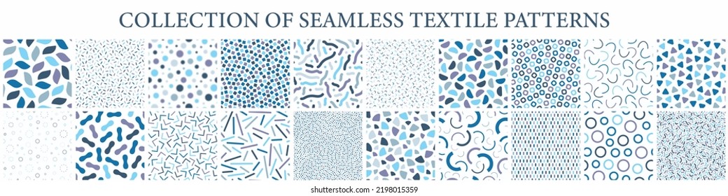 
Collection of vector seamless colorful patterns. Trendy delicate design. Simple unusual textile prints.   