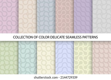 Colección de patrones de rayas sin fisuras del vector. Diseño textil delicado de moda. Fondos de tela curvada, interminables impresiones minimalistas.