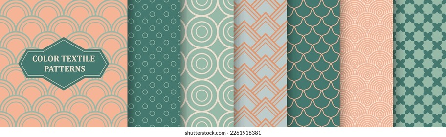 Colección de patrones de colores geométricos sin fisuras vectoriales - diseño clásico elegante. Ornamental de origen vintage repetible. Impresiones retro interminables.