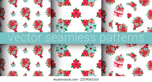 Colección de patrones sin fisuras vectoriales. Patrones florales.
