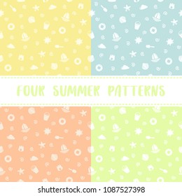 Collection of vector seamless summer pattern that can be used for design of textiles and wrapping paper