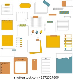 Collection of vector sets of blank reminders, stickers, notes.