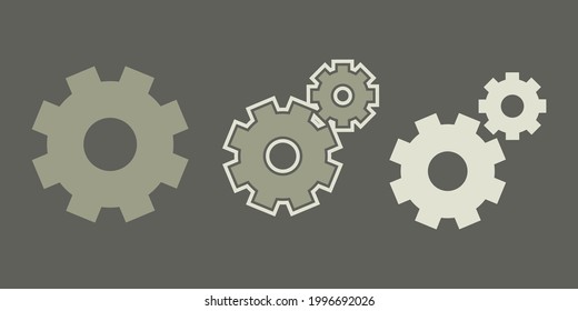 Collection of vector setting icon. Clock mechanic details, web configure symbol. For web, mobile, design, advertising banner	