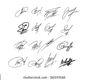 Collection of vector signatures fictitious Autograph. Vector illustration