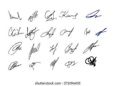 Collection of vector signatures fictitious Autograph. Vector illustration.