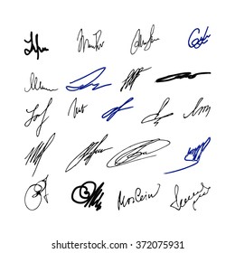 Collection of vector signatures fictitious Autograph. Vector illustration.