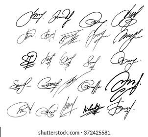 Collection of vector signatures fictitious Autograph. Vector illustration.