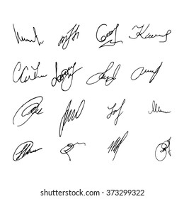 Collection of vector signatures fictitious Autograph. Vector illustration.