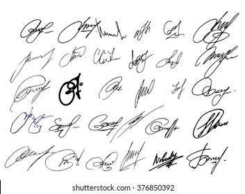 Collection of vector signatures fictitious Autograph. Vector illustration.