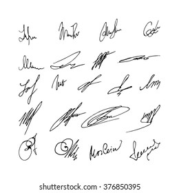 Collection of vector signatures fictitious Autograph. Vector illustration.