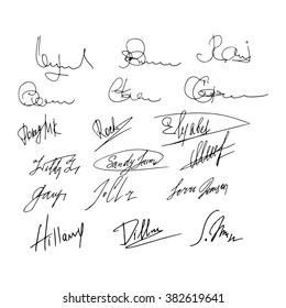 Collection of vector signatures fictitious Autograph. Business signs. 