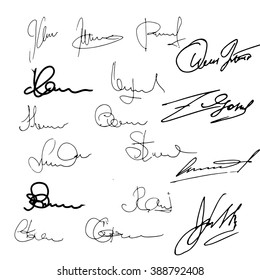 Collection of vector signatures fictitious Autograph. Business signs. 