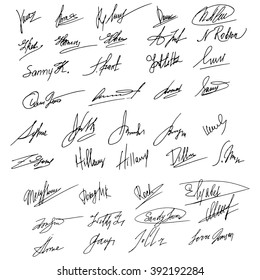 Collection of vector signatures fictitious Autograph. Business signs. 