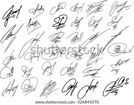 Collection of vector signatures fictitious Autograph