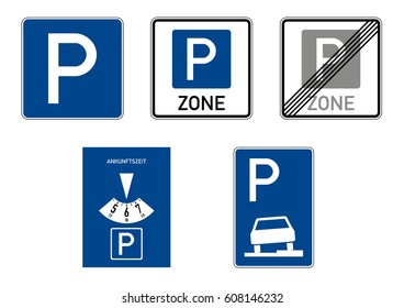Collection of vector signs. Parking. Germany.