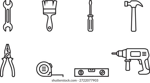 Eine Sammlung von Vektorgrafik-Silhouetten-Design-Tools für Konstruktion und Handarbeit
