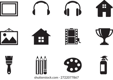 Una colección de iconos de silueta de Vector que representan creativos y Elementos de diseño