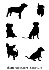 Collection of vector silhouettes dog