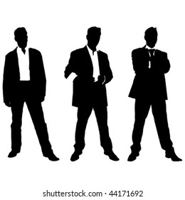 collection of vector silhouettes of men in suite