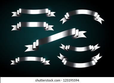 Collection of vector silver ribbons