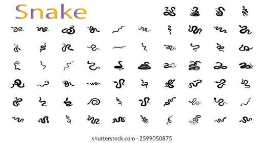
collection of vector snake silhouettes