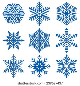 Collection of Vector Snowflake Crystal Design Elements