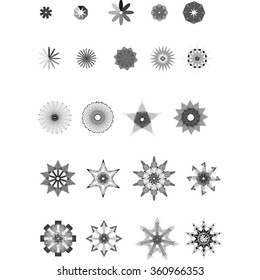 collection  of vector snowflake geometric flowers
