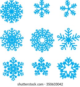 colección de copos de nieve de Vector, copos de nieve azules, 