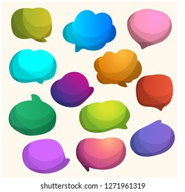 Collection of vector speech and thought communication bubbles